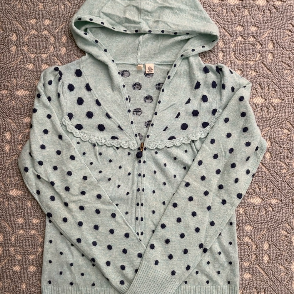 Women’s Anthropologie Moth Blue Polka Dot Sweater - Size Large